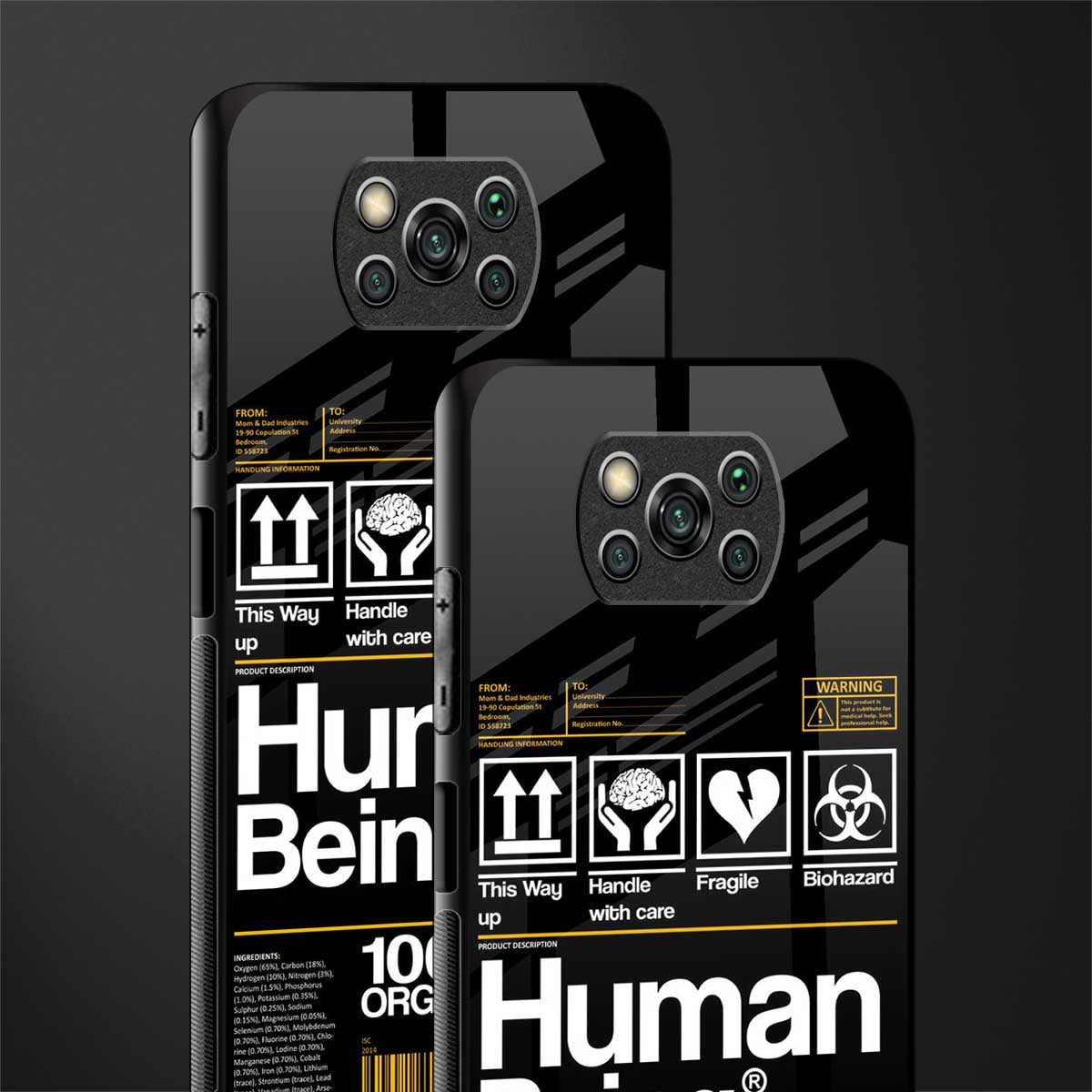 human being label phone cover for poco x3 pro