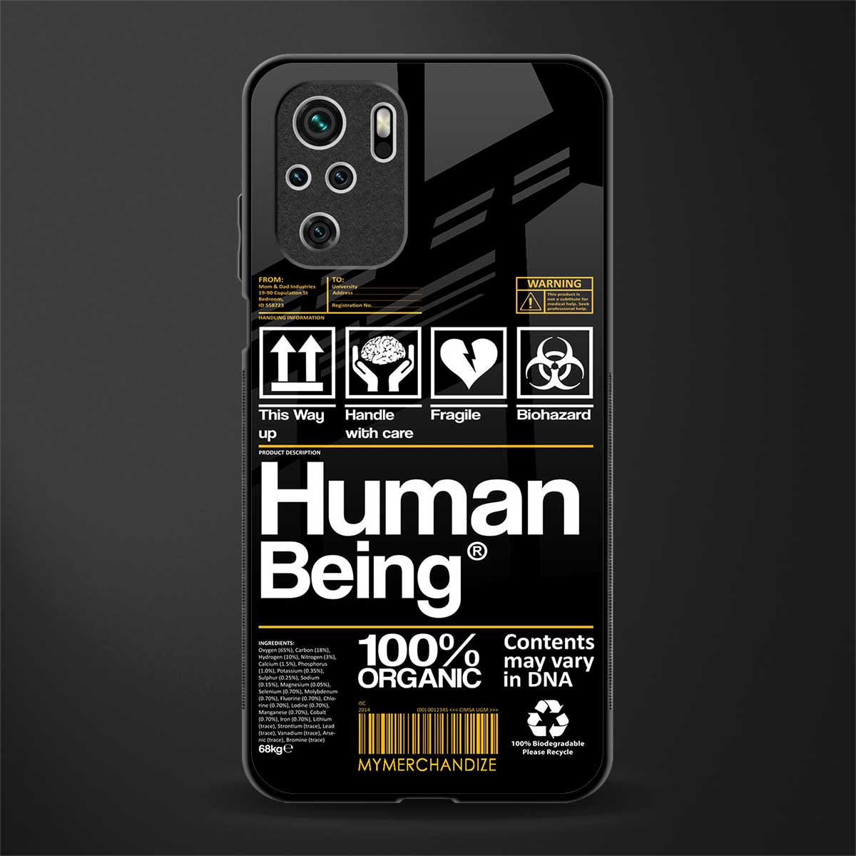 human being label phone cover for redmi note 10