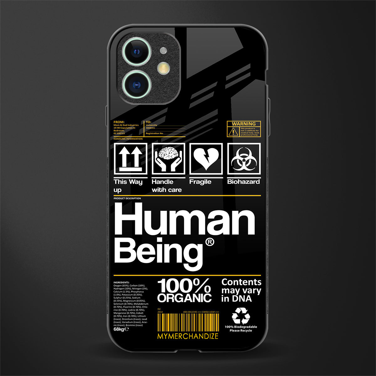 human being label phone cover for iphone 11