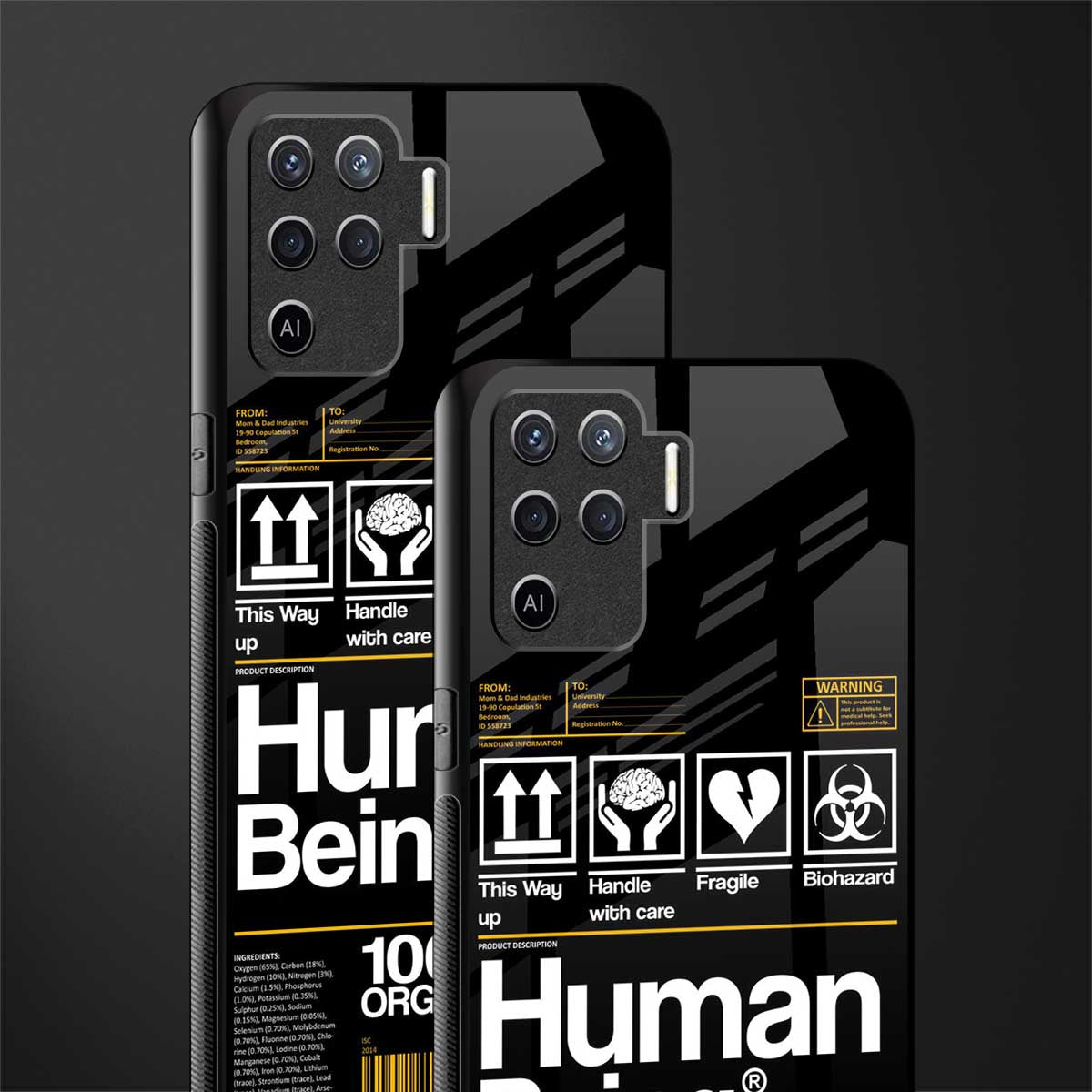 human being label phone cover for oppo f19 pro