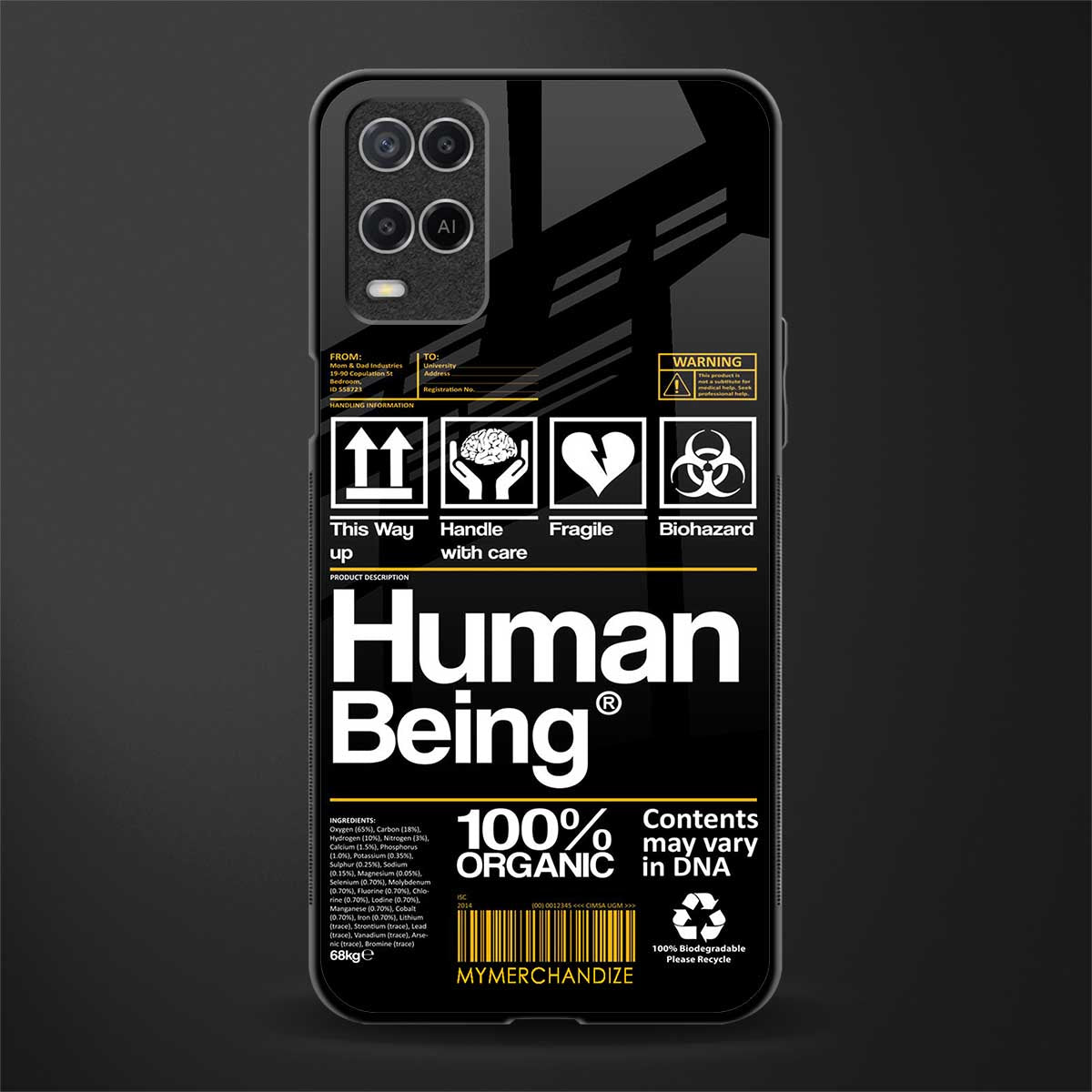 human being label phone cover for oppo a54