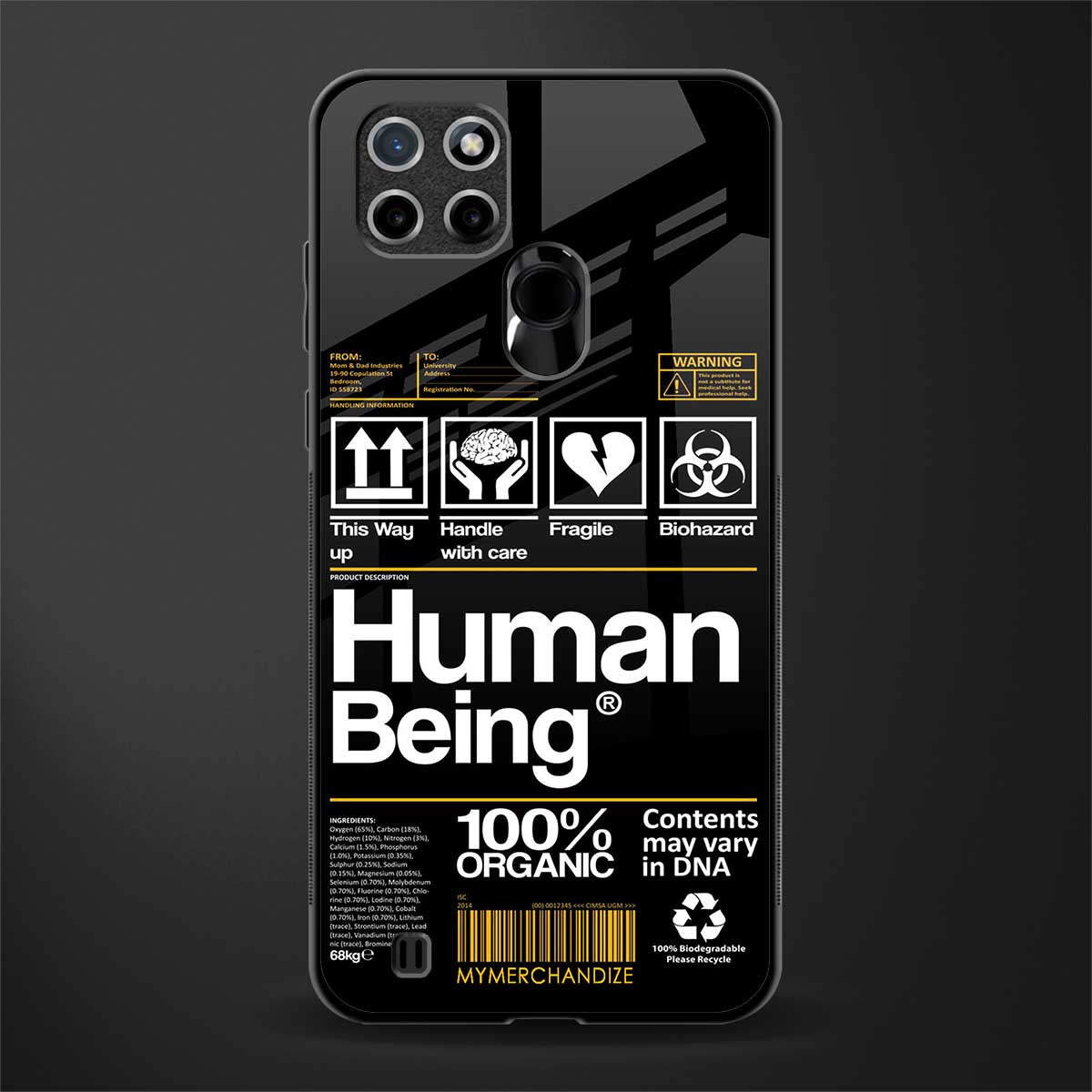 human being label phone cover for realme c21