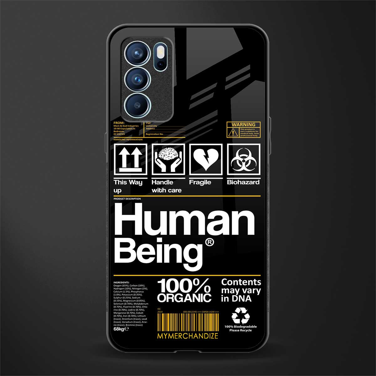 human being label phone cover for oppo reno6 5g