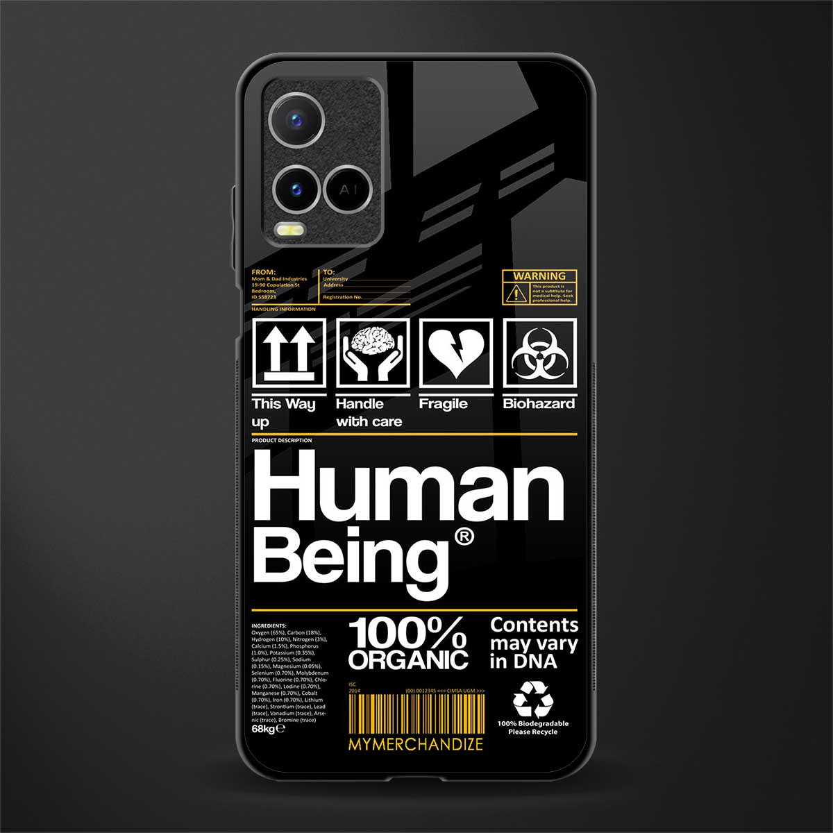 human being label phone cover for vivo y21t