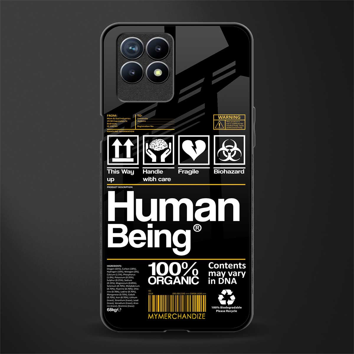 human being label phone cover for realme narzo 50