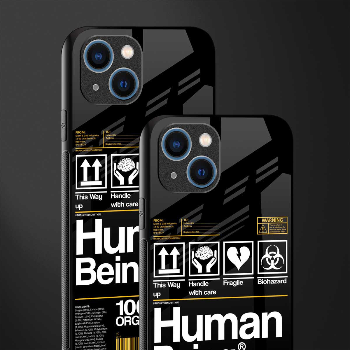 human being label phone cover for iphone 14