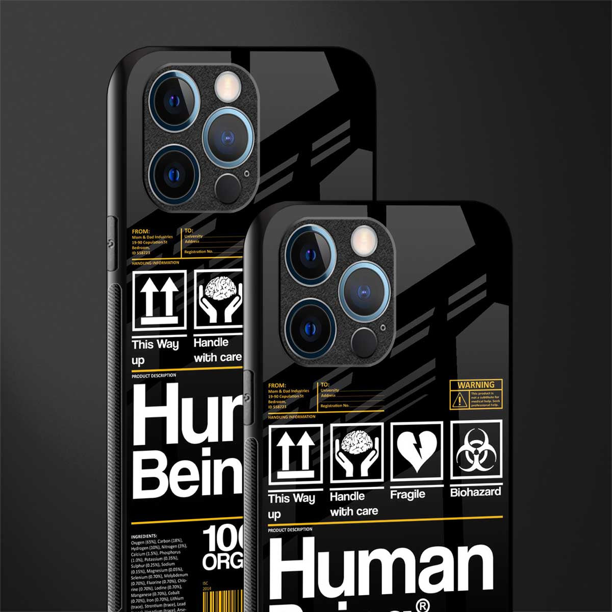 human being label phone cover for iphone 12 pro
