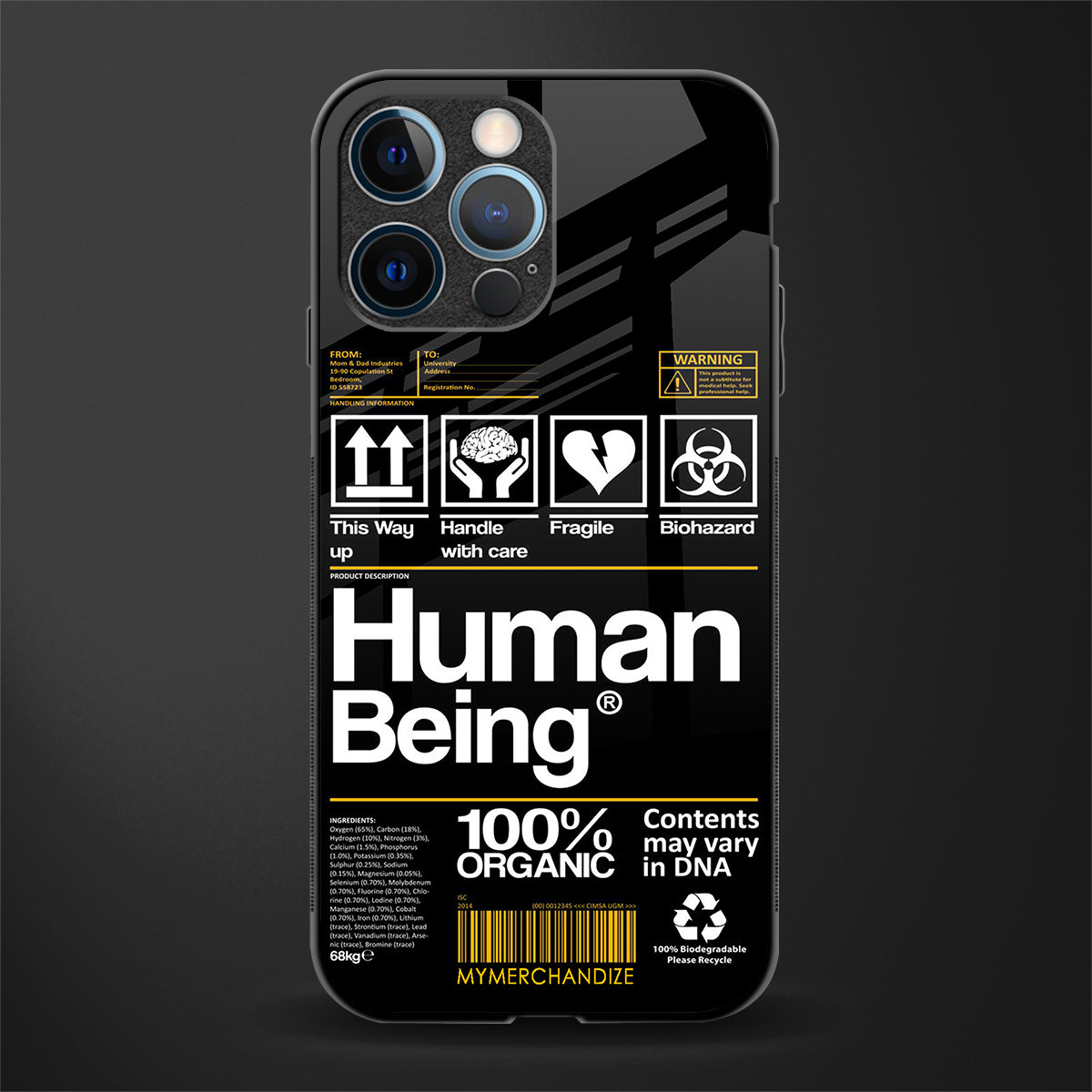 human being label phone cover for iphone 12 pro