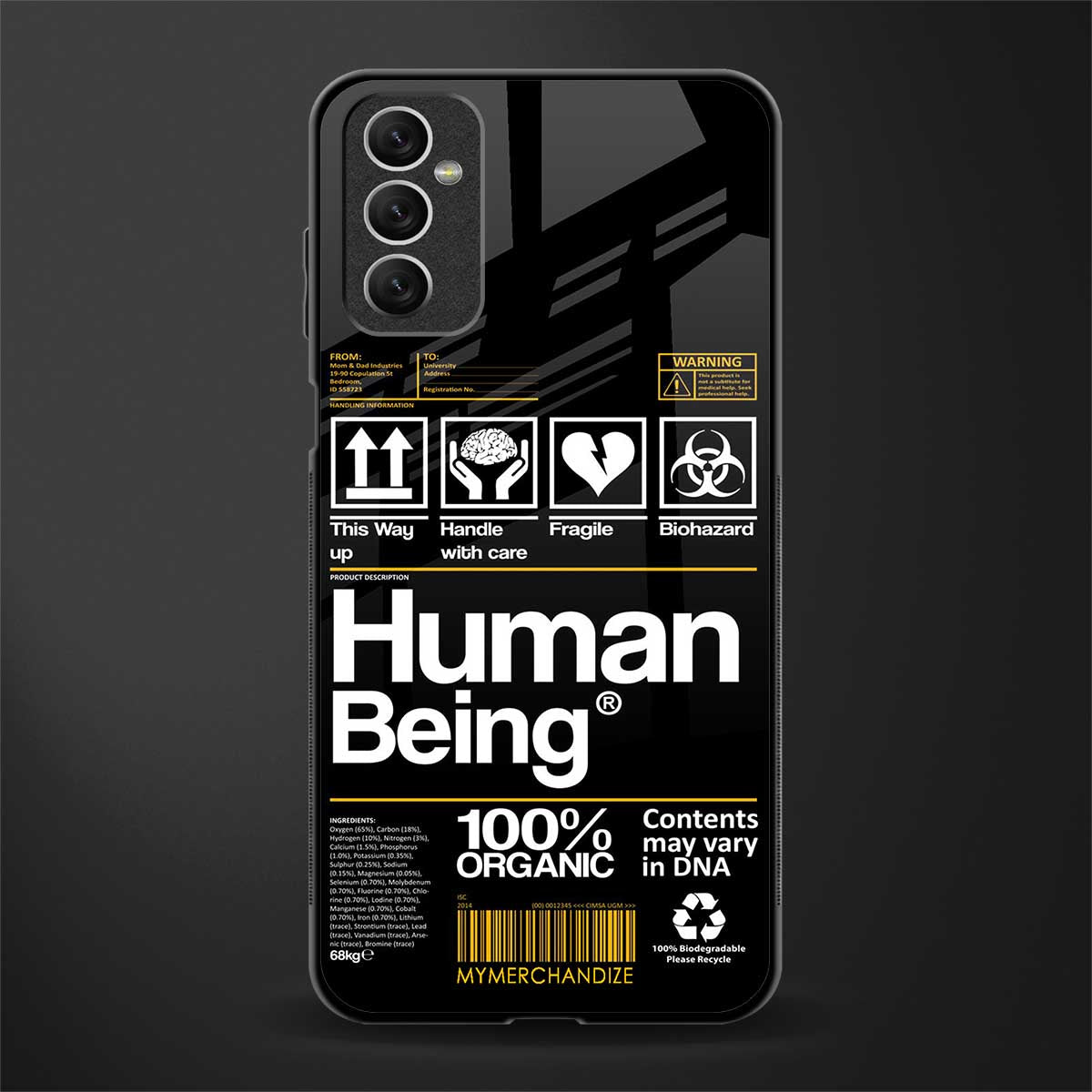 human being label phone cover for samsung galaxy m52 5g