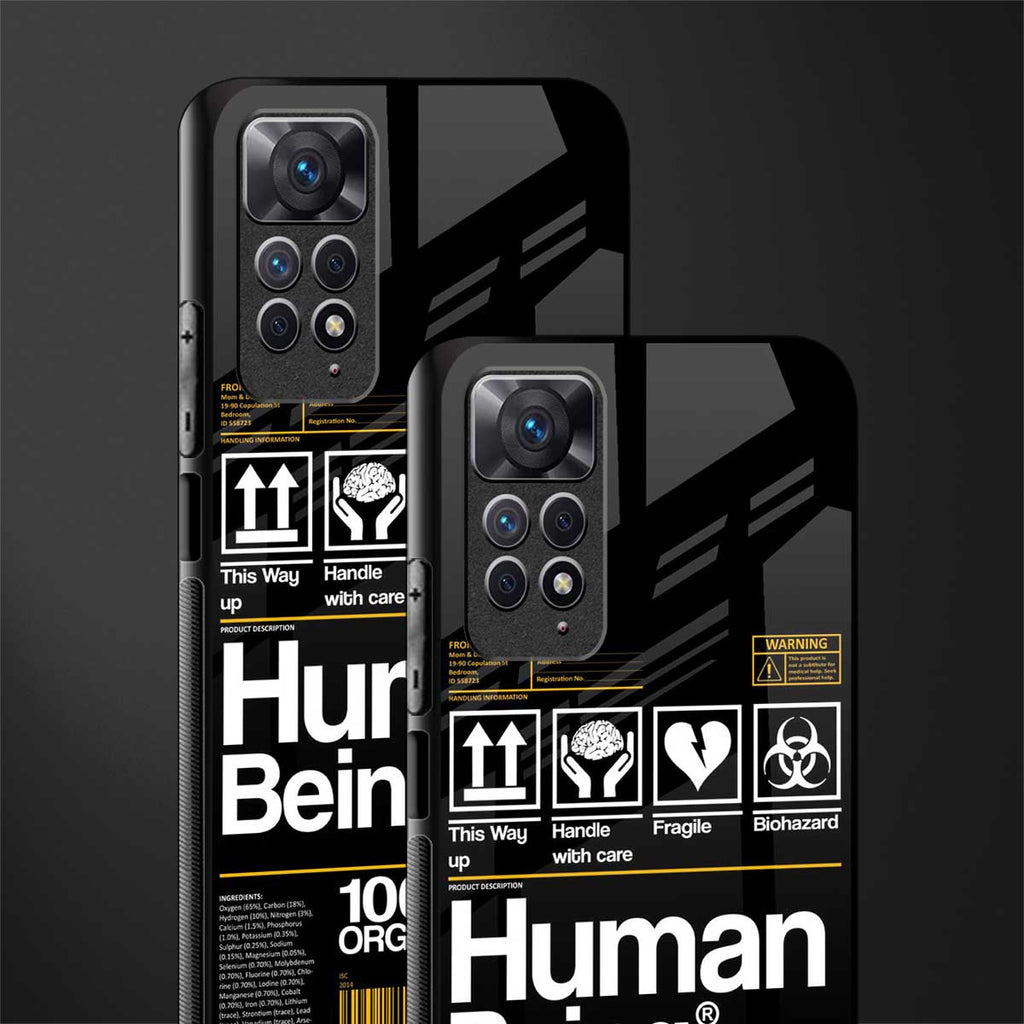 human being label back phone cover | glass case for redmi note 11 pro plus 4g/5g