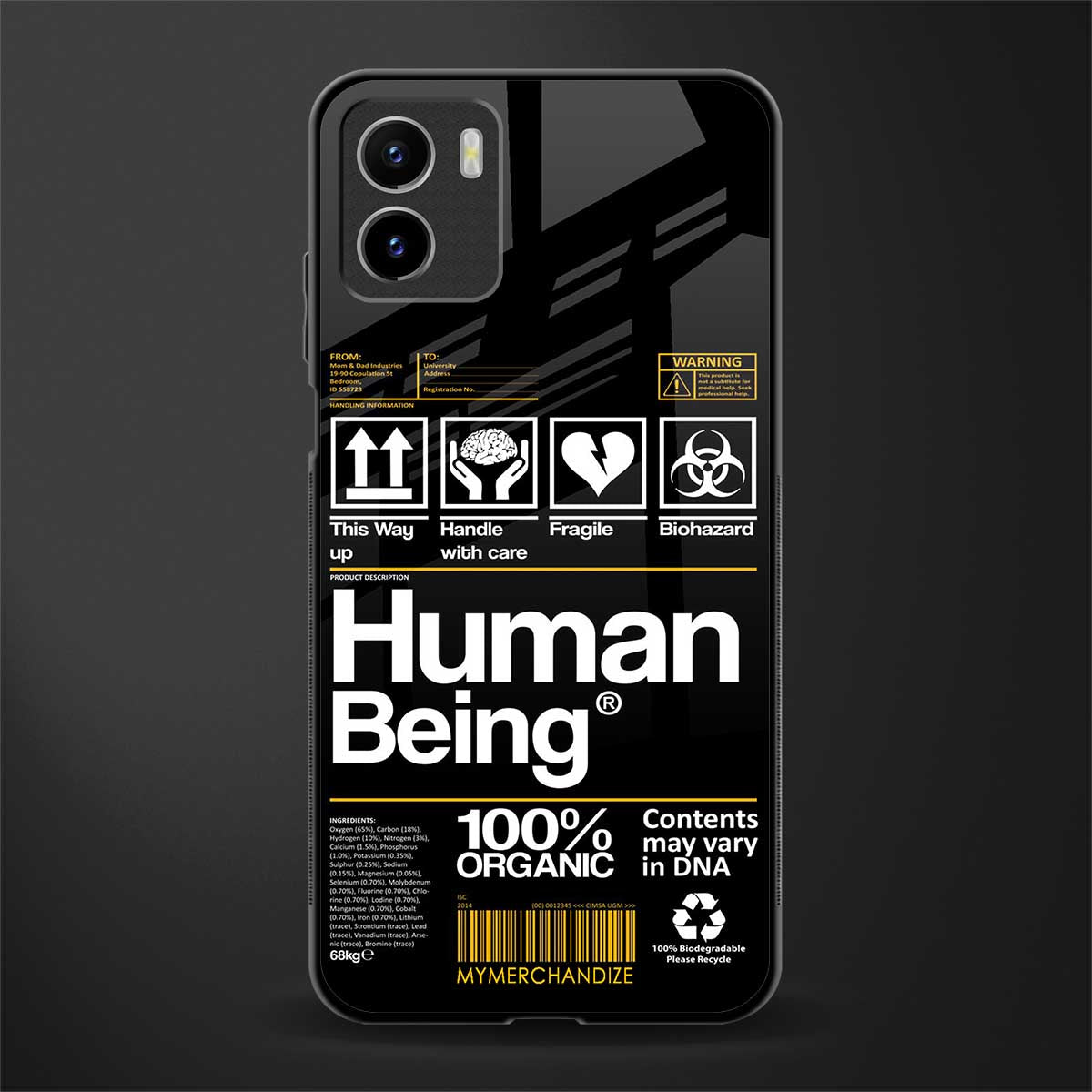 human being label phone cover for vivo y15s