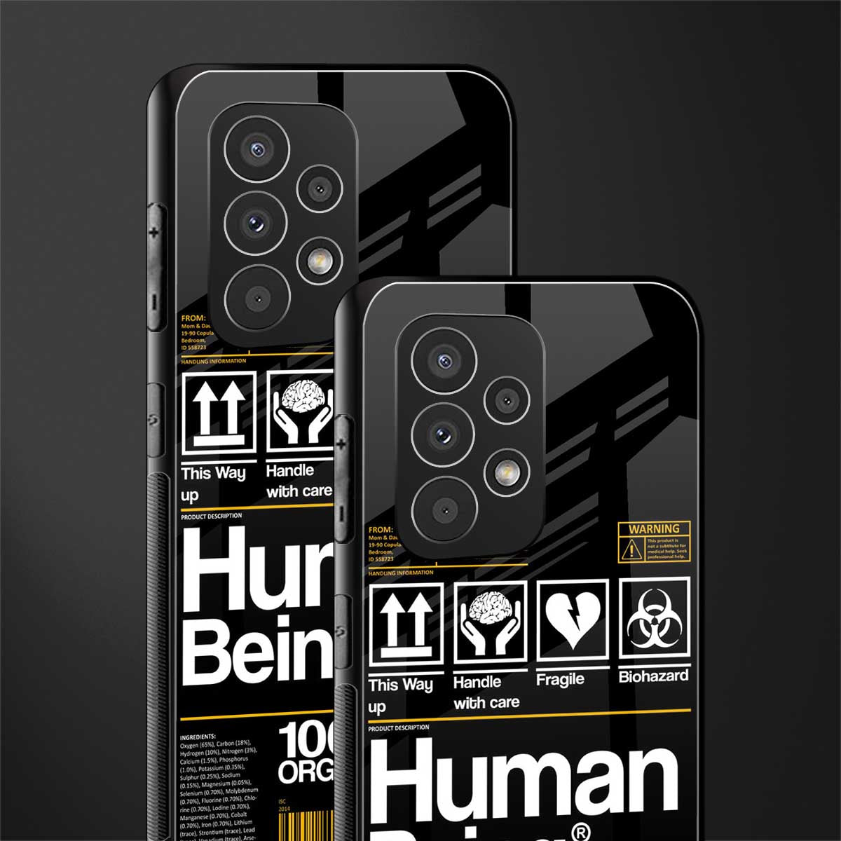 human being label back phone cover | glass case for samsung galaxy a23