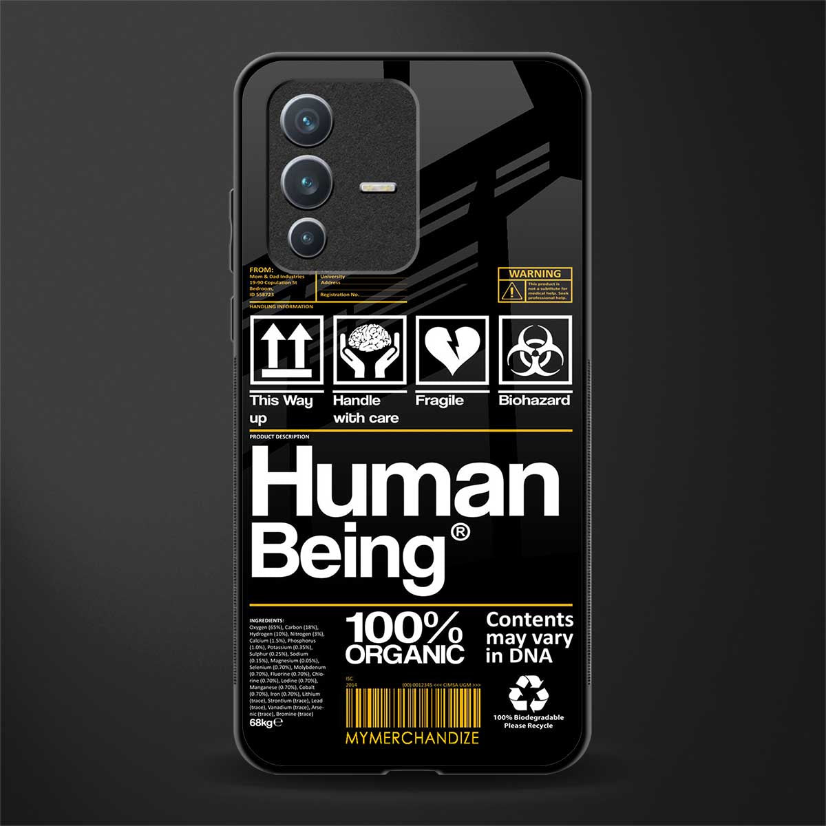 human being label phone cover for vivo v23 5g