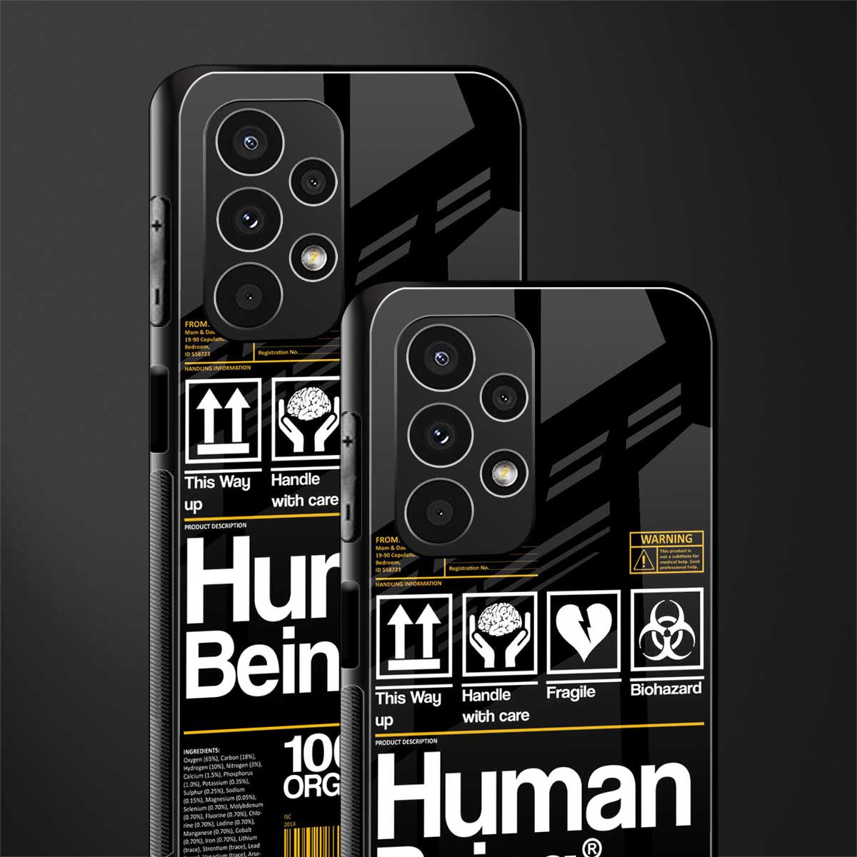 human being label back phone cover | glass case for samsung galaxy a13 4g