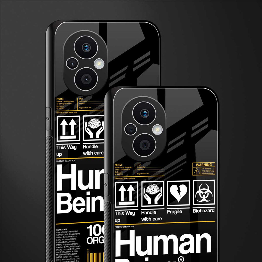 human being label back phone cover | glass case for oppo f21 pro 5g