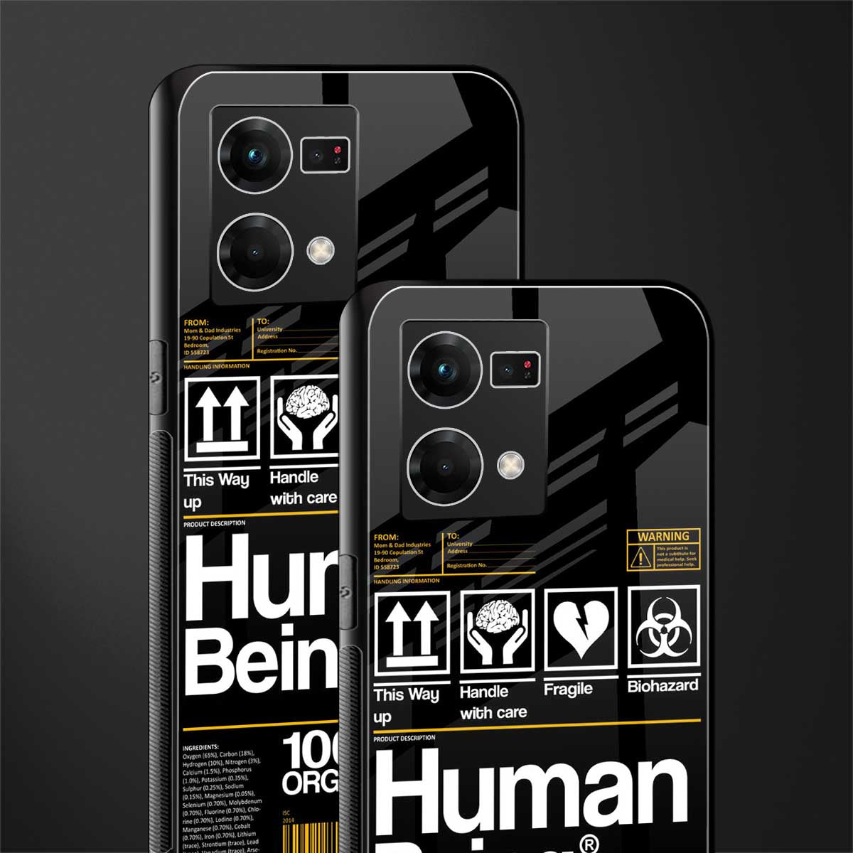 human being label back phone cover | glass case for oppo f21 pro 4g