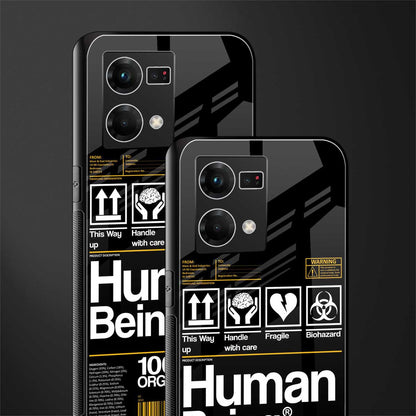 human being label back phone cover | glass case for oppo f21 pro 4g