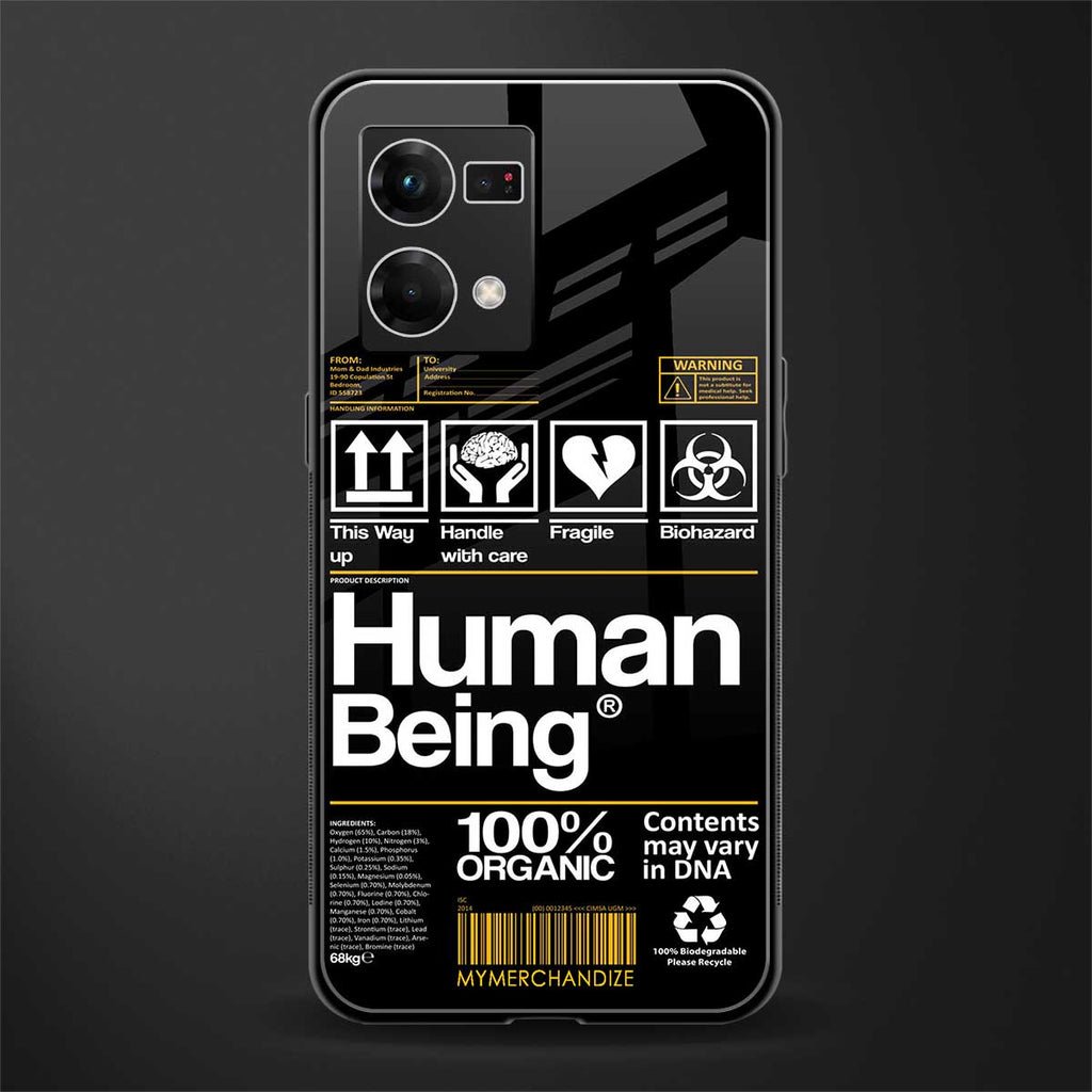 human being label back phone cover | glass case for oppo f21 pro 4g