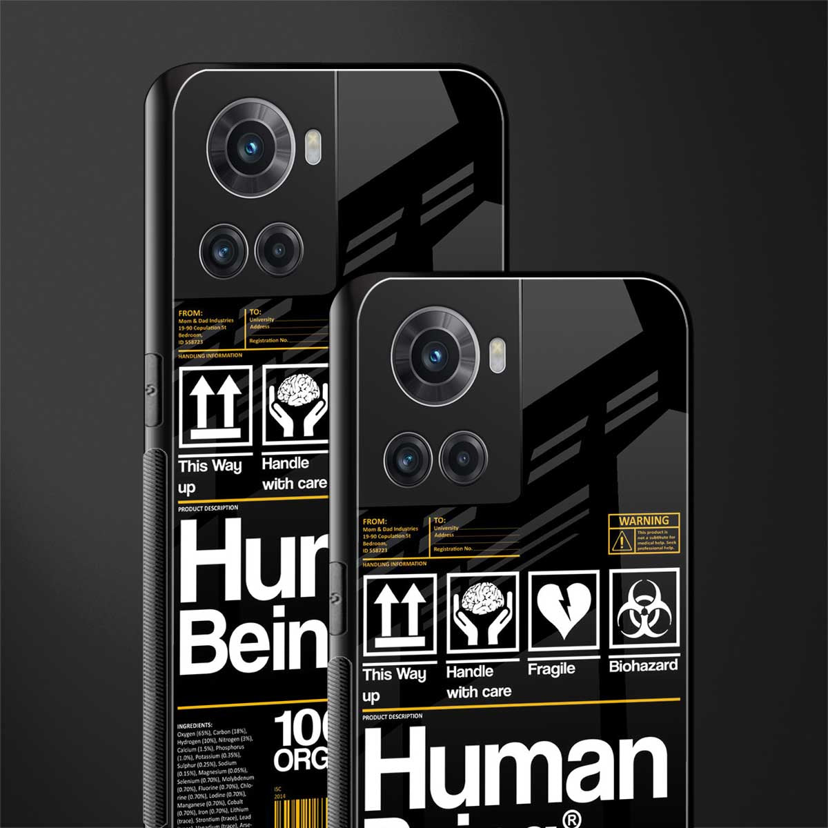 human being label back phone cover | glass case for oneplus 10r 5g