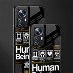 human being label back phone cover | glass case for xiaomi 12 pro