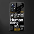 human being label back phone cover | glass case for xiaomi 12 pro