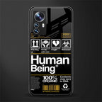 human being label back phone cover | glass case for xiaomi 12 pro