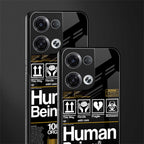 human being label back phone cover | glass case for oppo reno 8