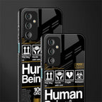 human being label back phone cover | glass case for samsung galaxy f23 5g