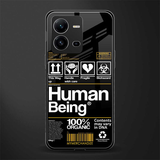 human being label back phone cover | glass case for vivo v25-5g
