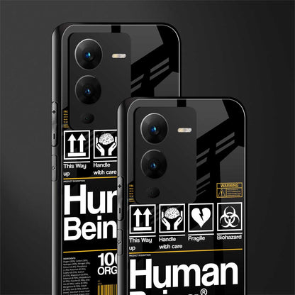 human being label back phone cover | glass case for vivo v25 pro 5g