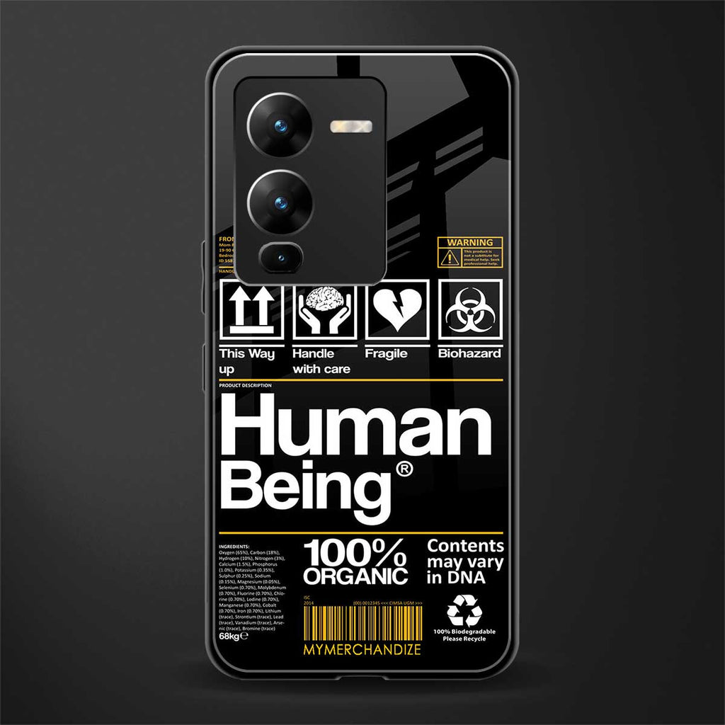 human being label back phone cover | glass case for vivo v25 pro 5g