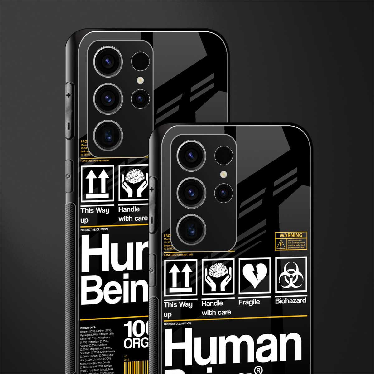human being label glass case for phone case | glass case for samsung galaxy s23 ultra