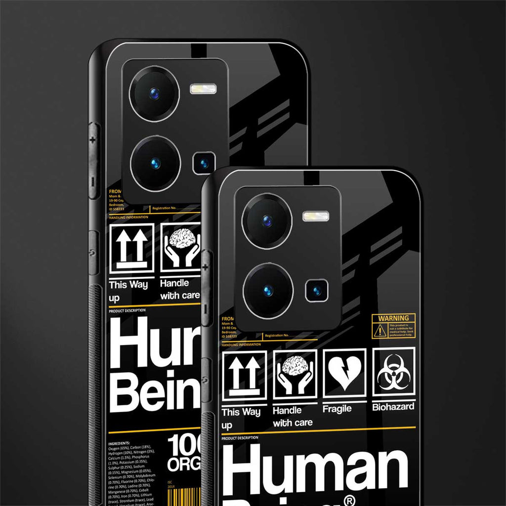 human being label back phone cover | glass case for vivo y35 4g