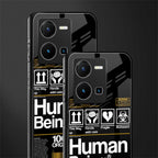 human being label back phone cover | glass case for vivo y35 4g