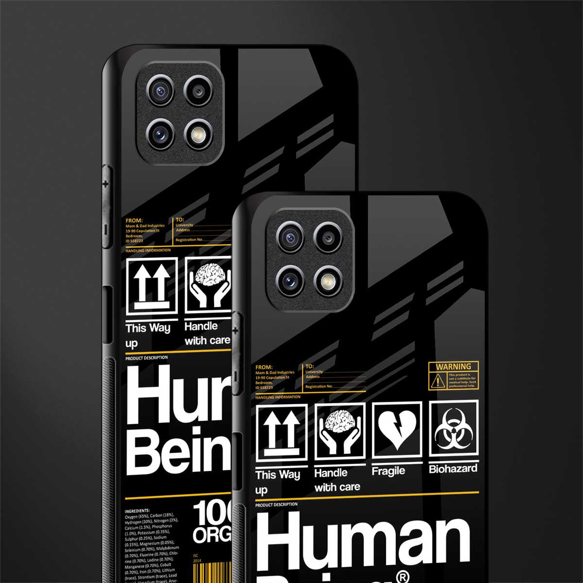 human being label back phone cover | glass case for samsung galaxy f42