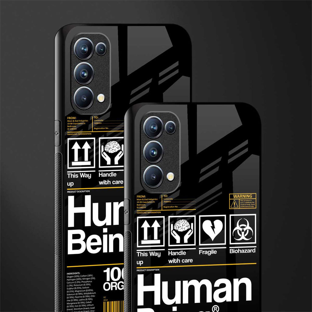 human being label back phone cover | glass case for oppo reno 5