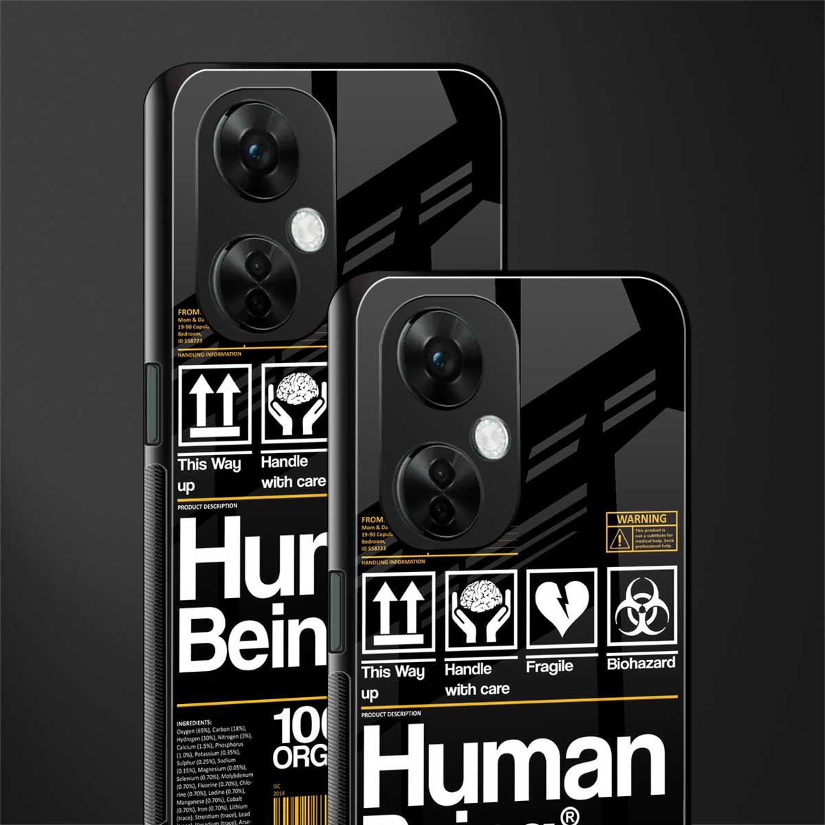 human being label back phone cover | glass case for oneplus nord ce 3 lite
