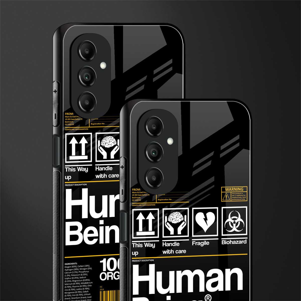 human being label back phone cover | glass case for samsung galaxy a14 5g