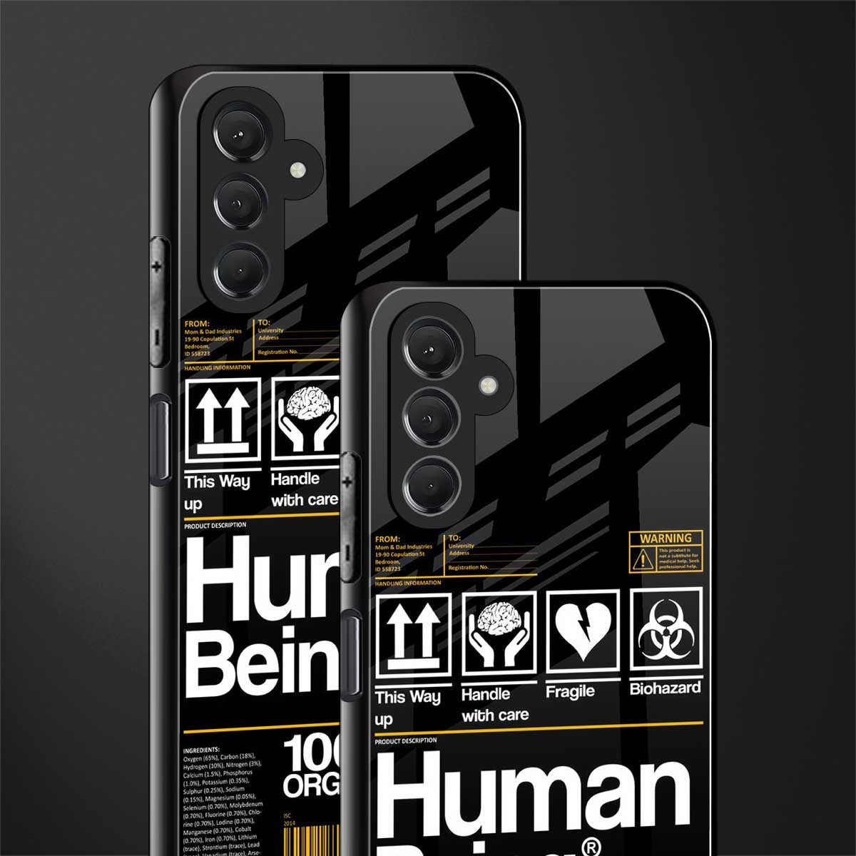 human being label back phone cover | glass case for samsun galaxy a24 4g