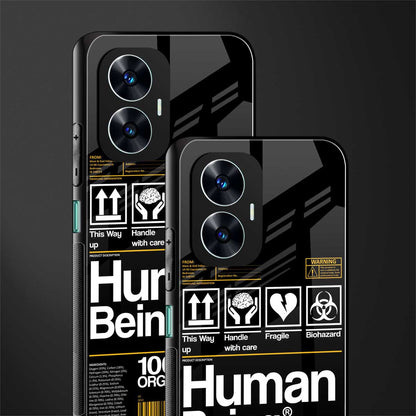 human being label back phone cover | glass case for realme c55