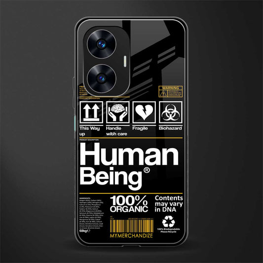 human being label back phone cover | glass case for realme c55