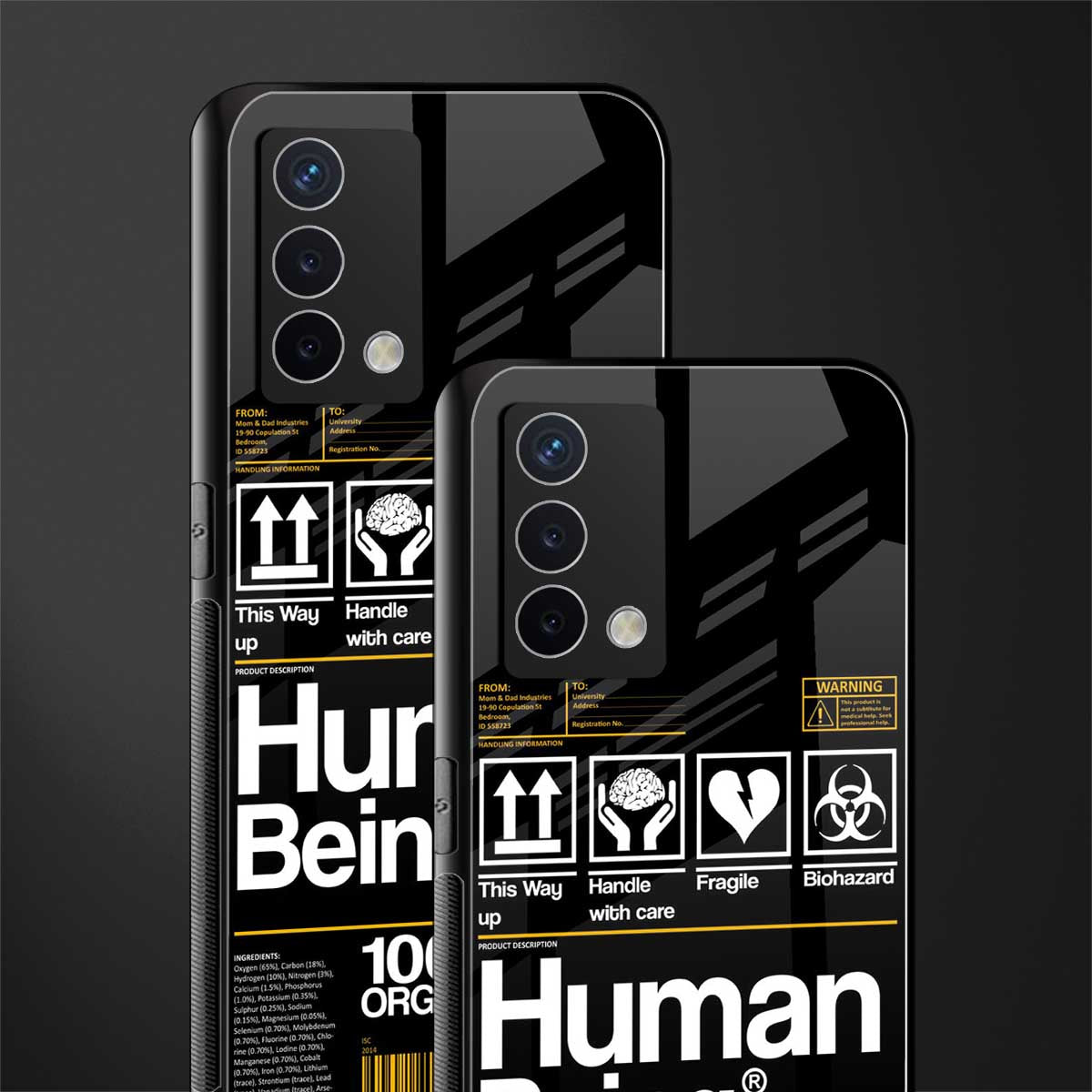 human being label back phone cover | glass case for oppo a74 4g
