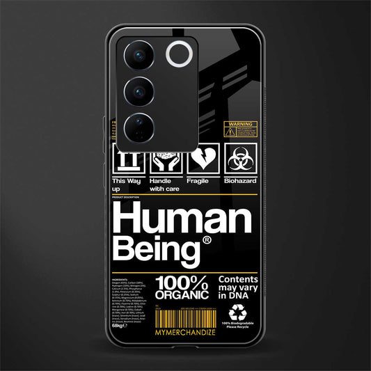 human being label back phone cover | glass case for vivo v27 pro 5g