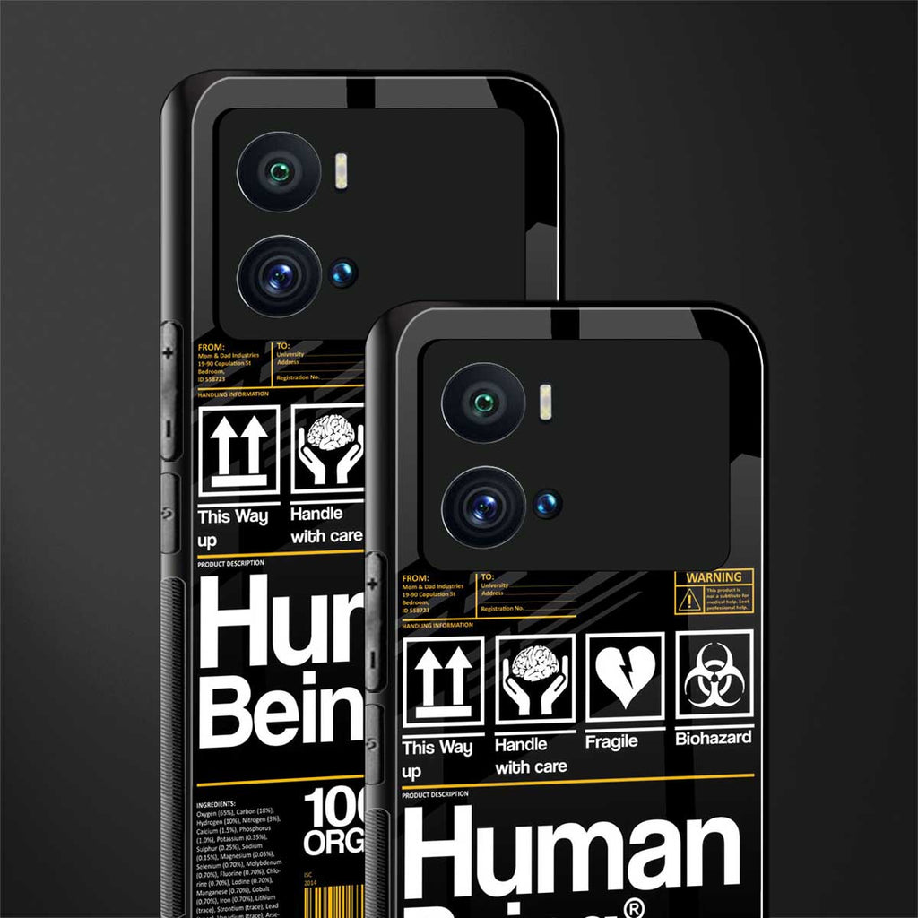 human being label back phone cover | glass case for iQOO 9 Pro