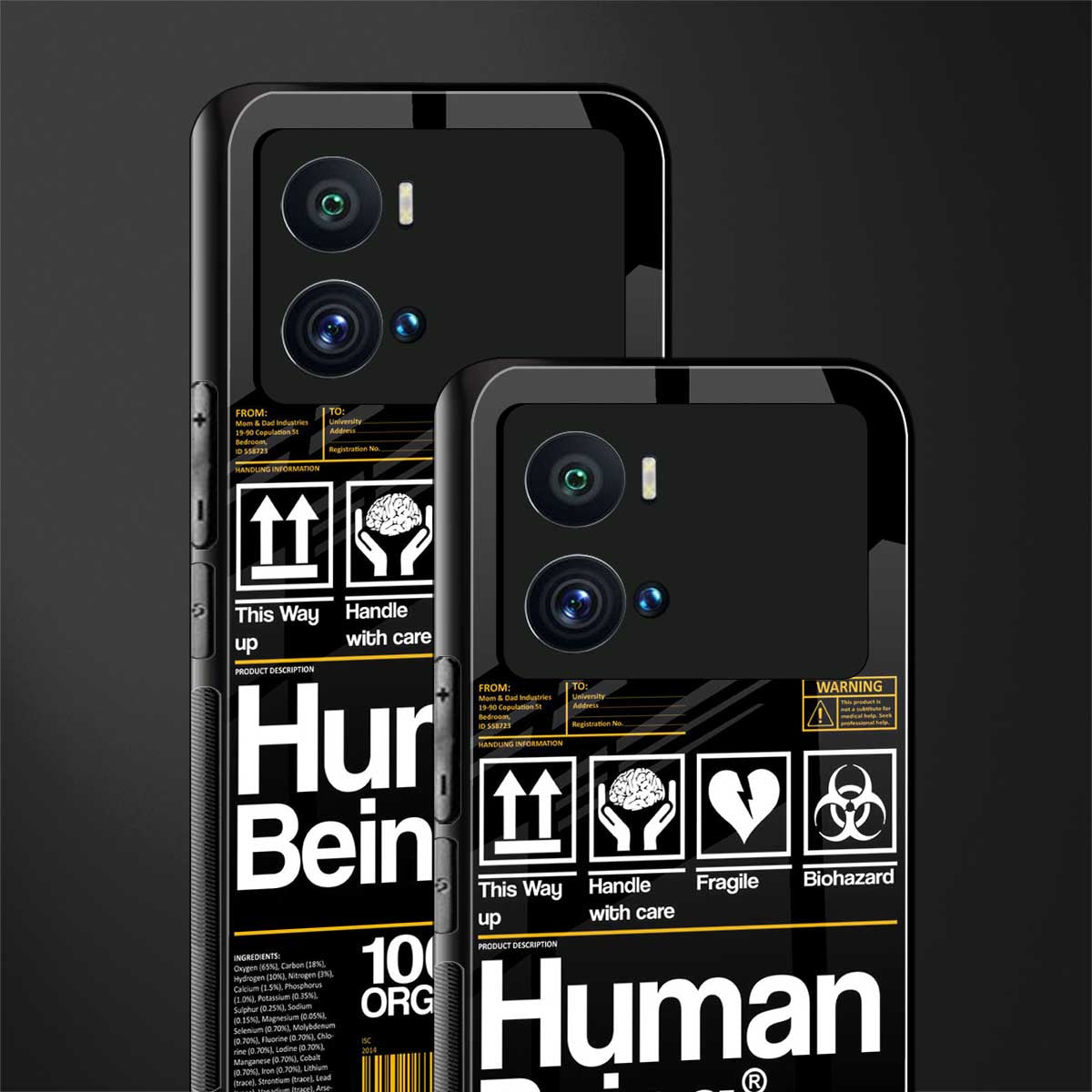 human being label back phone cover | glass case for iQOO 9 Pro