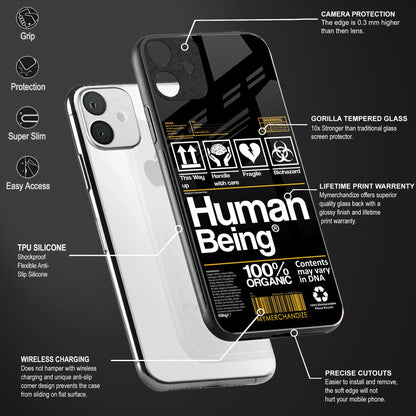 human being label back phone cover | glass case for vivo t1 44w 4g