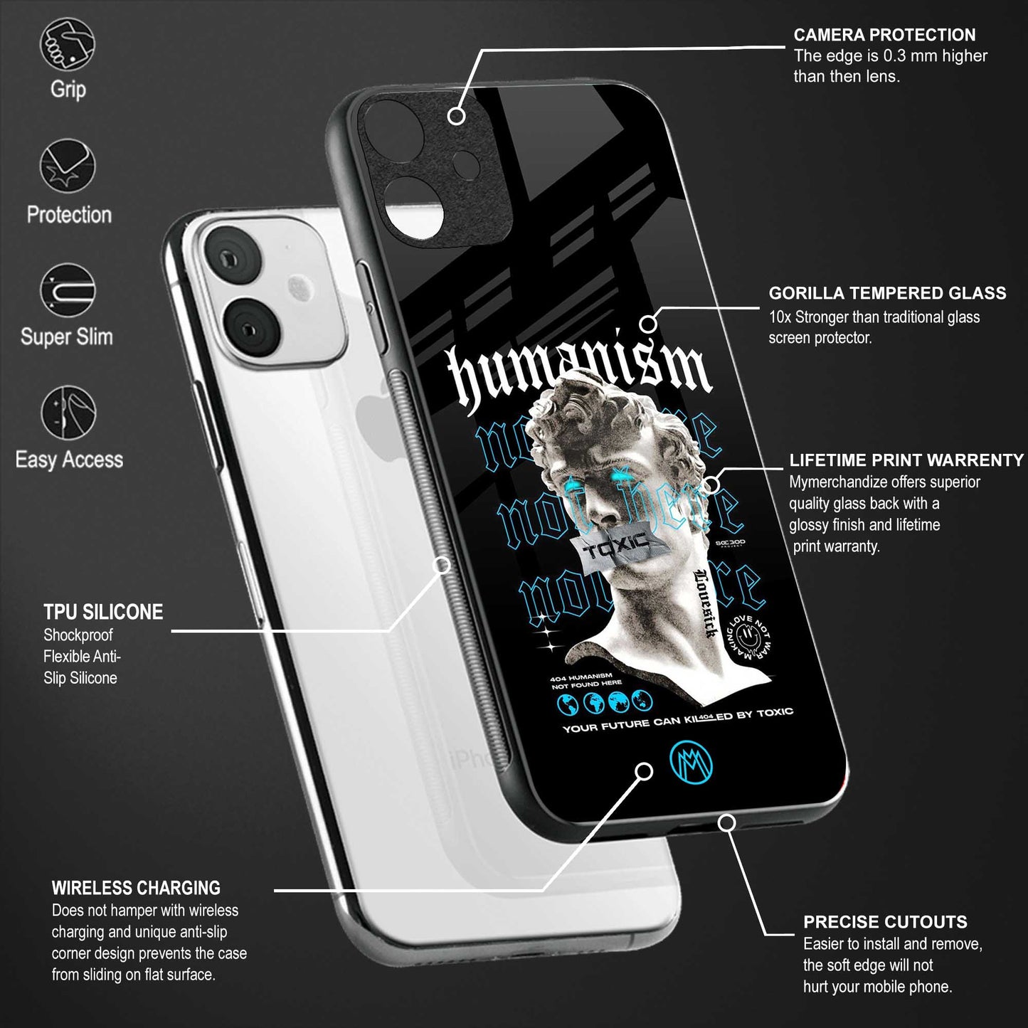 humanism not here back phone cover | glass case for vivo t1 44w 4g