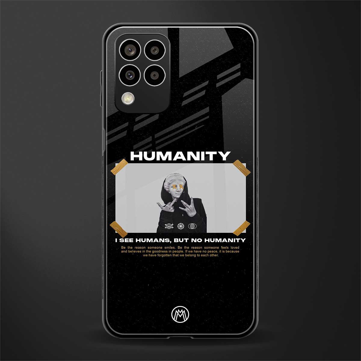 humans but no humanity back phone cover | glass case for samsung galaxy m33 5g