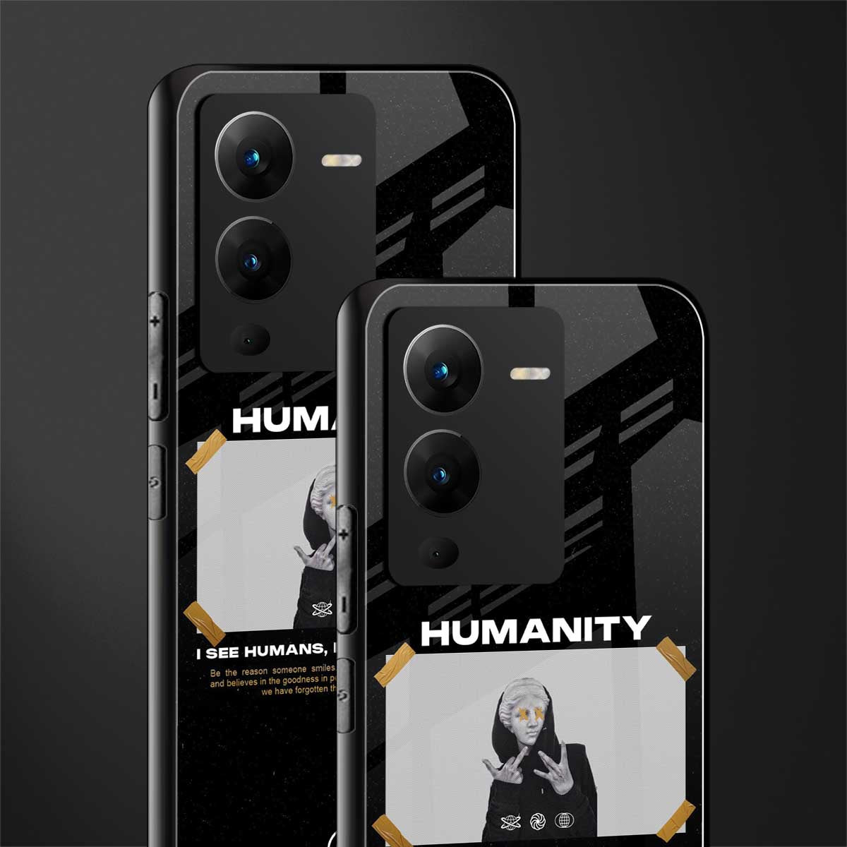 humans but no humanity back phone cover | glass case for vivo v25 pro 5g