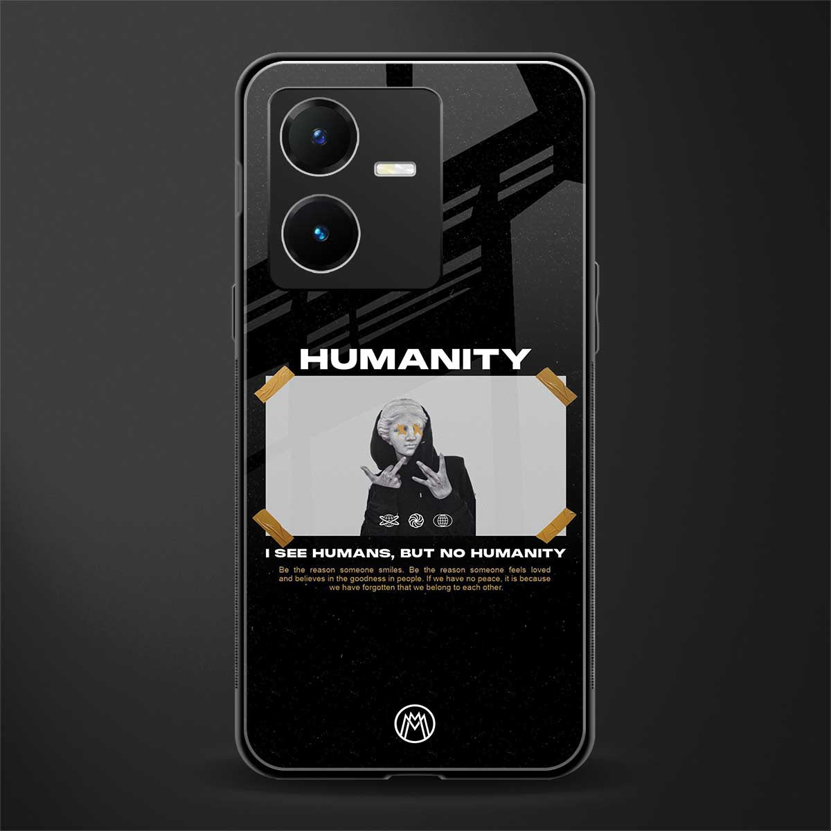 humans but no humanity back phone cover | glass case for vivo y22